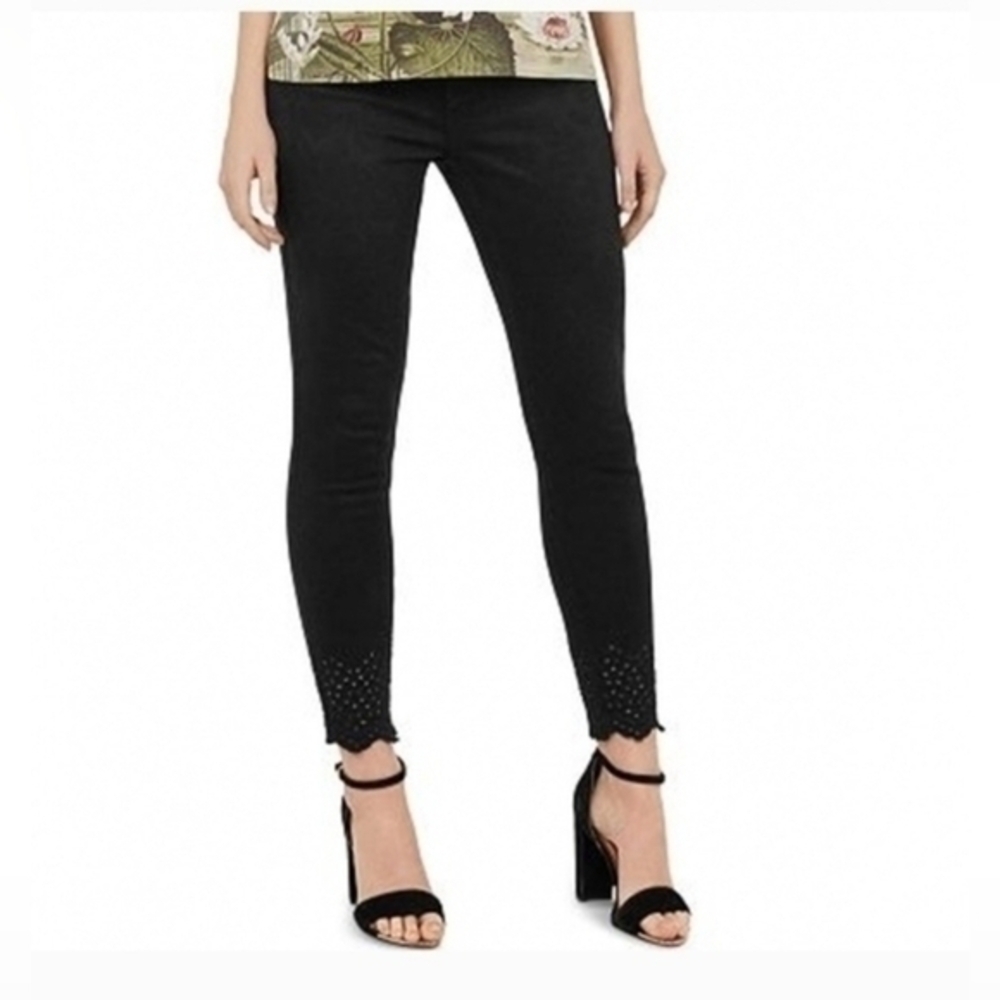 Ted Baker Massiee EmbroideredHem Skinny Jean Black Size 28